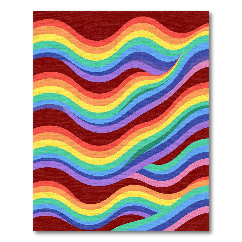 Vibrant Rainbow Wavy Stripes Rug