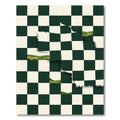 Forest Landscape Checkerboard Tattered Green Rug