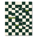 Forest Landscape Checkerboard Tattered Green Rug