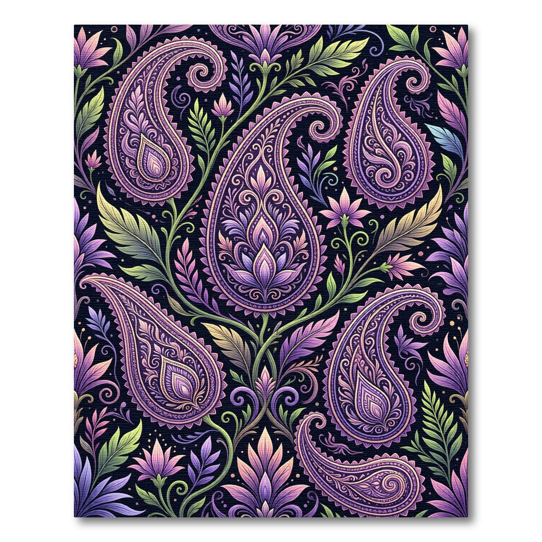 Ornate Purple Paisley Floral Garden Rug
