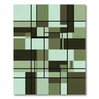 Modern Sage Green Geometric Grid Rug