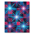 Vibrant Neon Starburst Checkered Art Rug