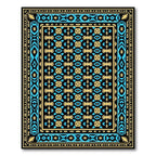 Black Yellow Blue Ornate Medallion Rug