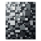 Modern Monochrome Dimensional Block Grid Rug