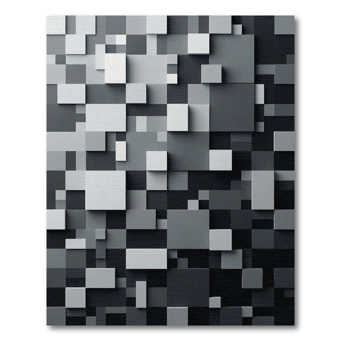 Modern Monochrome Dimensional Block Grid Rug