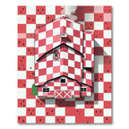Red White Checkered Barn Motif Rug