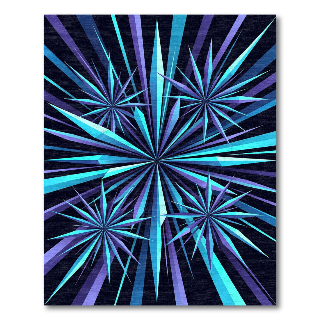 Radiant Blue Geometric Starburst Abstract Rug