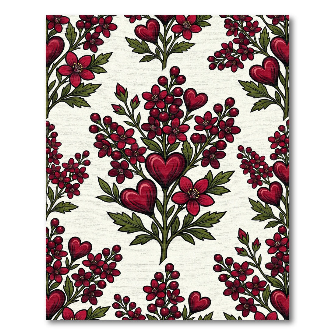 Crimson Heart Botanical Arrangement Rug