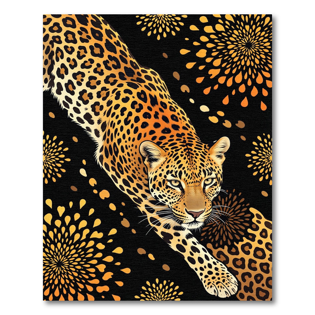 Golden Leopard Firework Splatter Rug