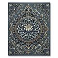 Elegant Blue Chrysanthemum Ornate Medallion Rug