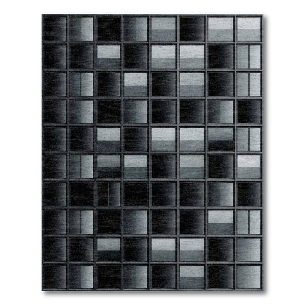 Modern Monochrome Grid Architectural Squared Rug