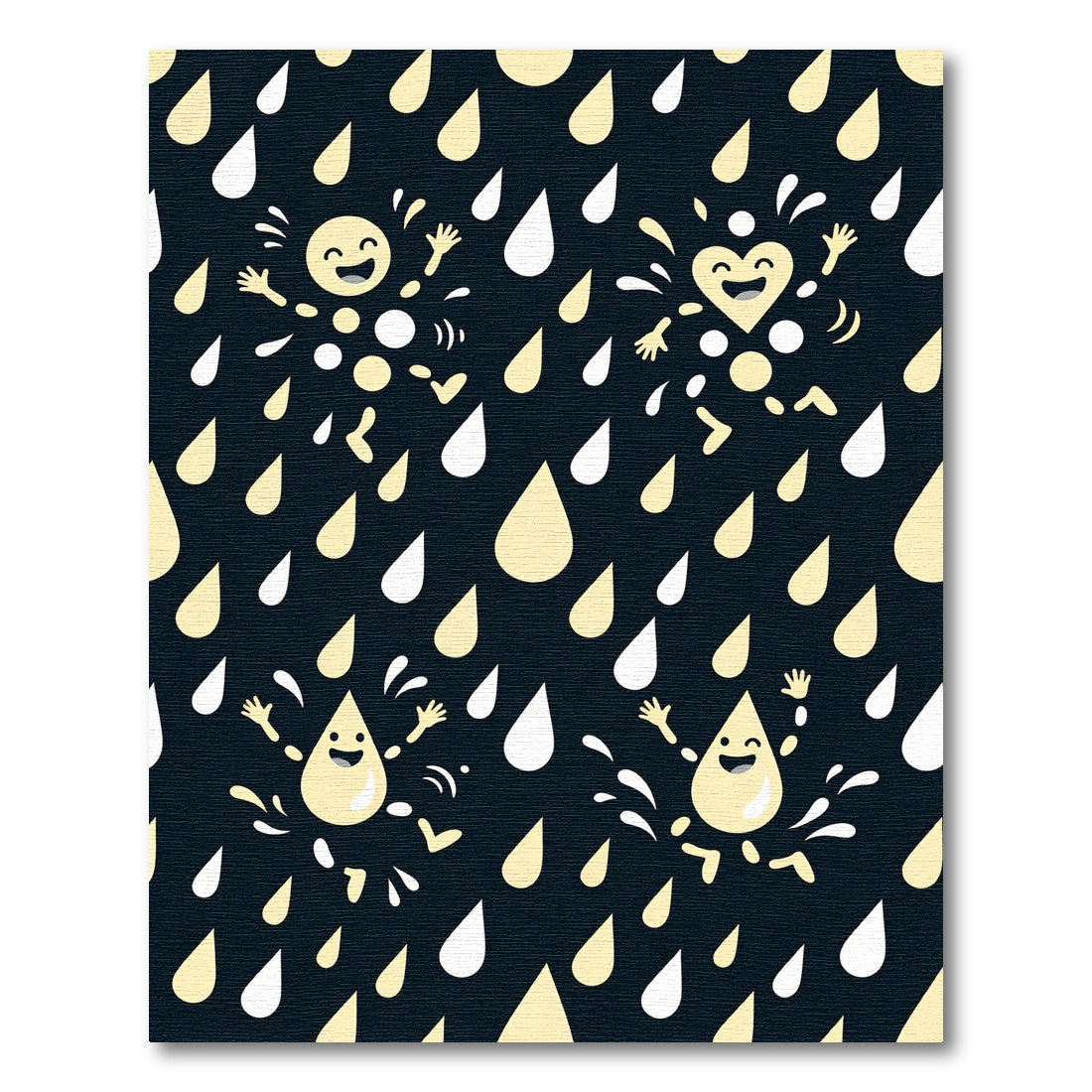 Happy Yellow Raindrops Playful Splash Rug
