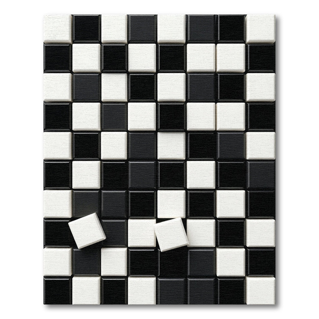 Modern Monochrome Geometric Checkerboard Square Rug