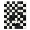 Modern Monochrome Geometric Checkerboard Square Rug