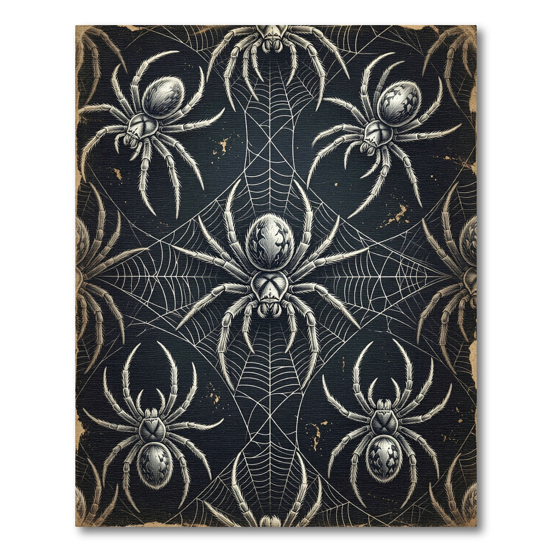 Gothic Black and Silver Spiders Web Rug