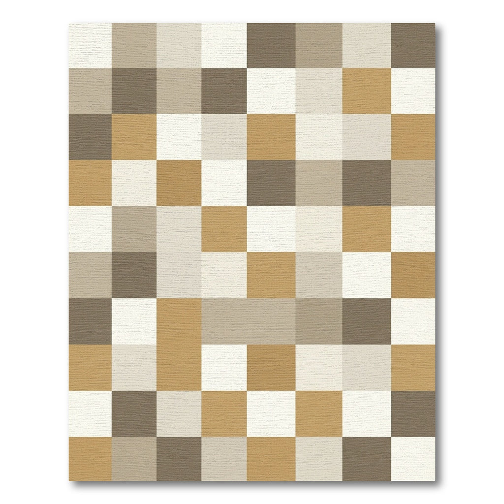Modern Neutral Earth Tone Checkerboard Rug