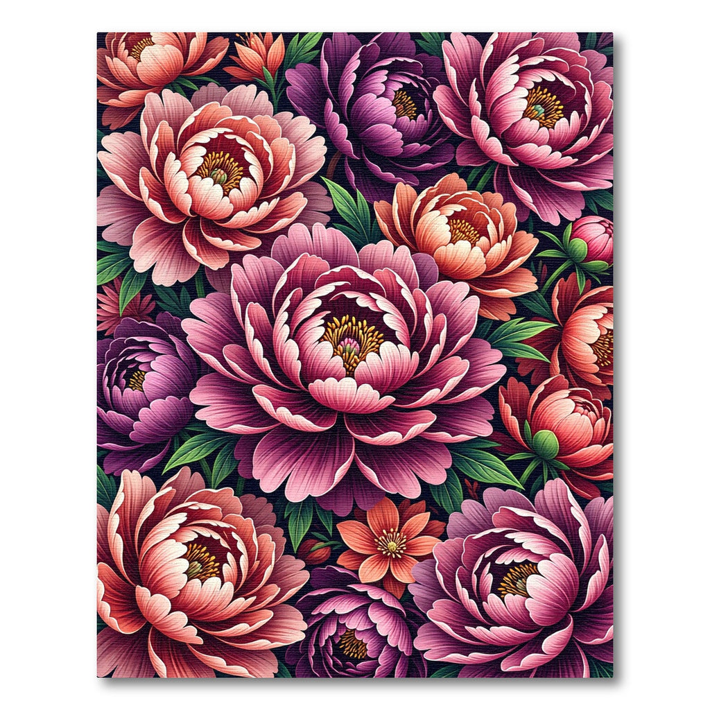 Vibrant Magenta Peony Garden Rug