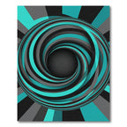 Abstract Teal and Charcoal Vortex Rug