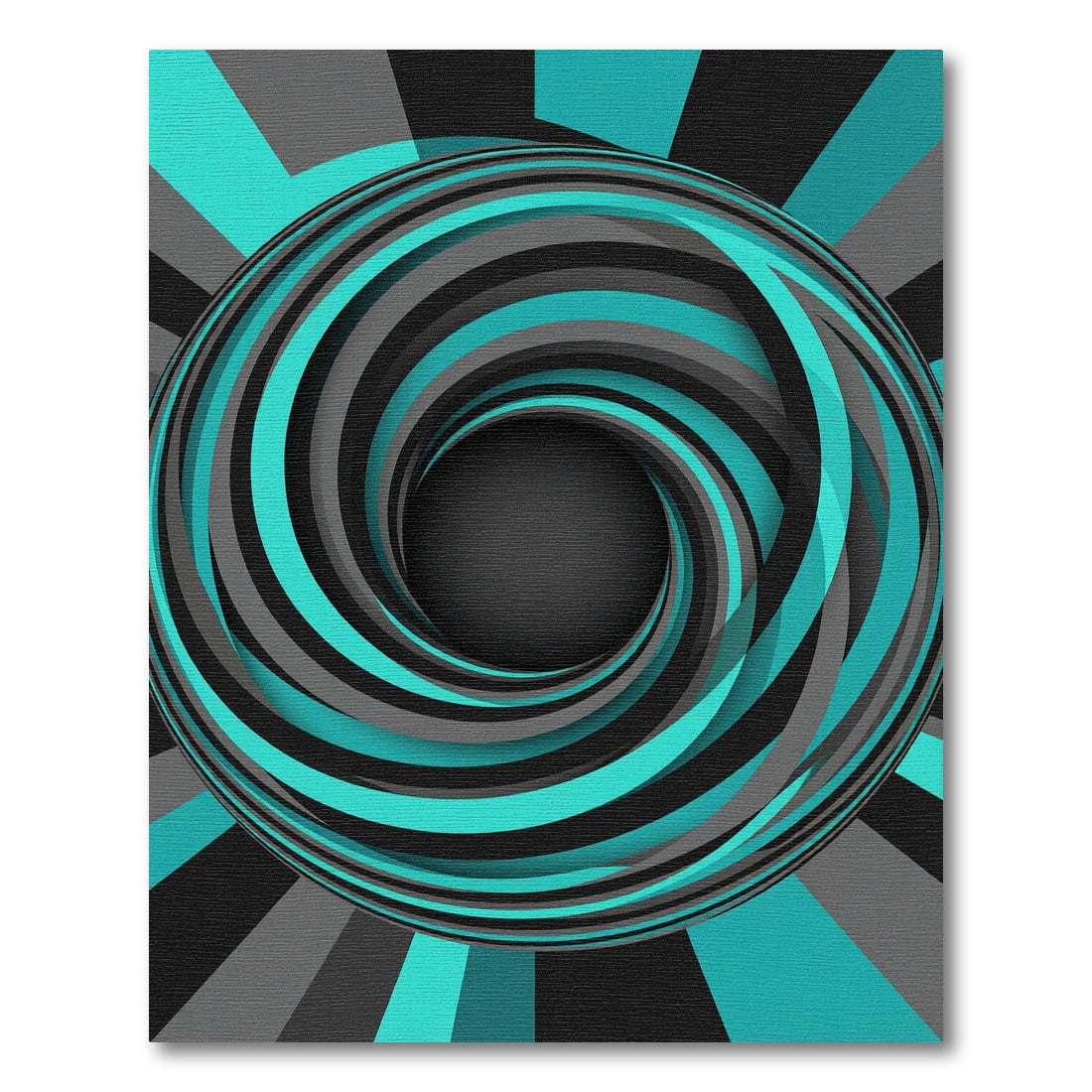 Abstract Teal and Charcoal Vortex Rug