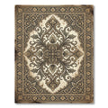 Antique Sepia Floral Scroll Medallion Rug