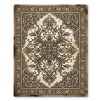 Antique Sepia Floral Scroll Medallion Rug