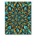 Geometric Teal Gold Starburst Rug