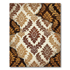 Distressed Cream and Brown Damask Scroll Rug
