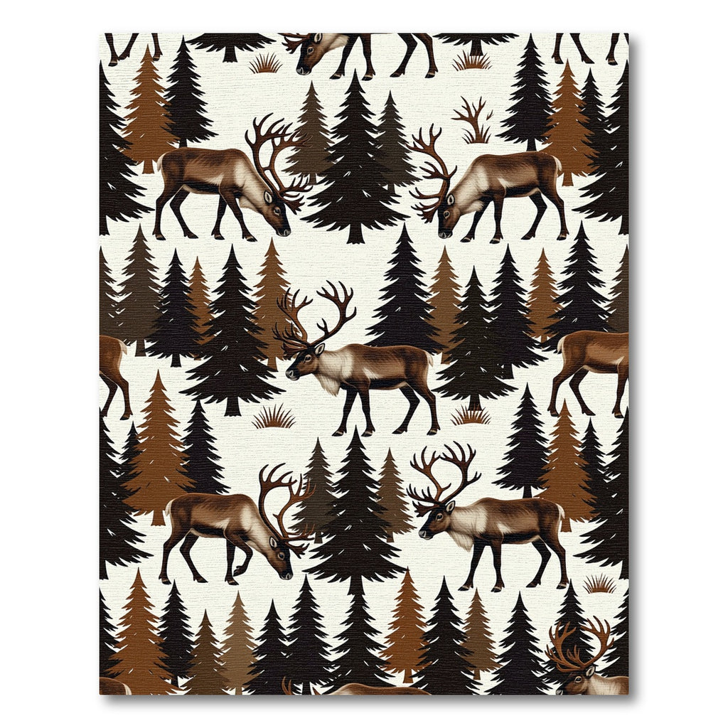 Forest Reindeer Woodland Scene Rug