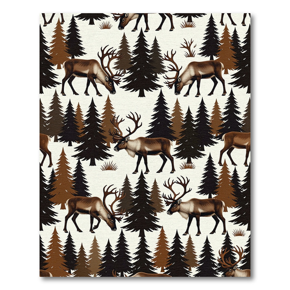 Forest Reindeer Woodland Scene Rug
