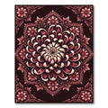 Crimson Chrysanthemum Floral Symmetry Medallion Rug