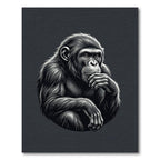 Contemplative Chimpanzee Monochromatic Charcoal Portrait Rug