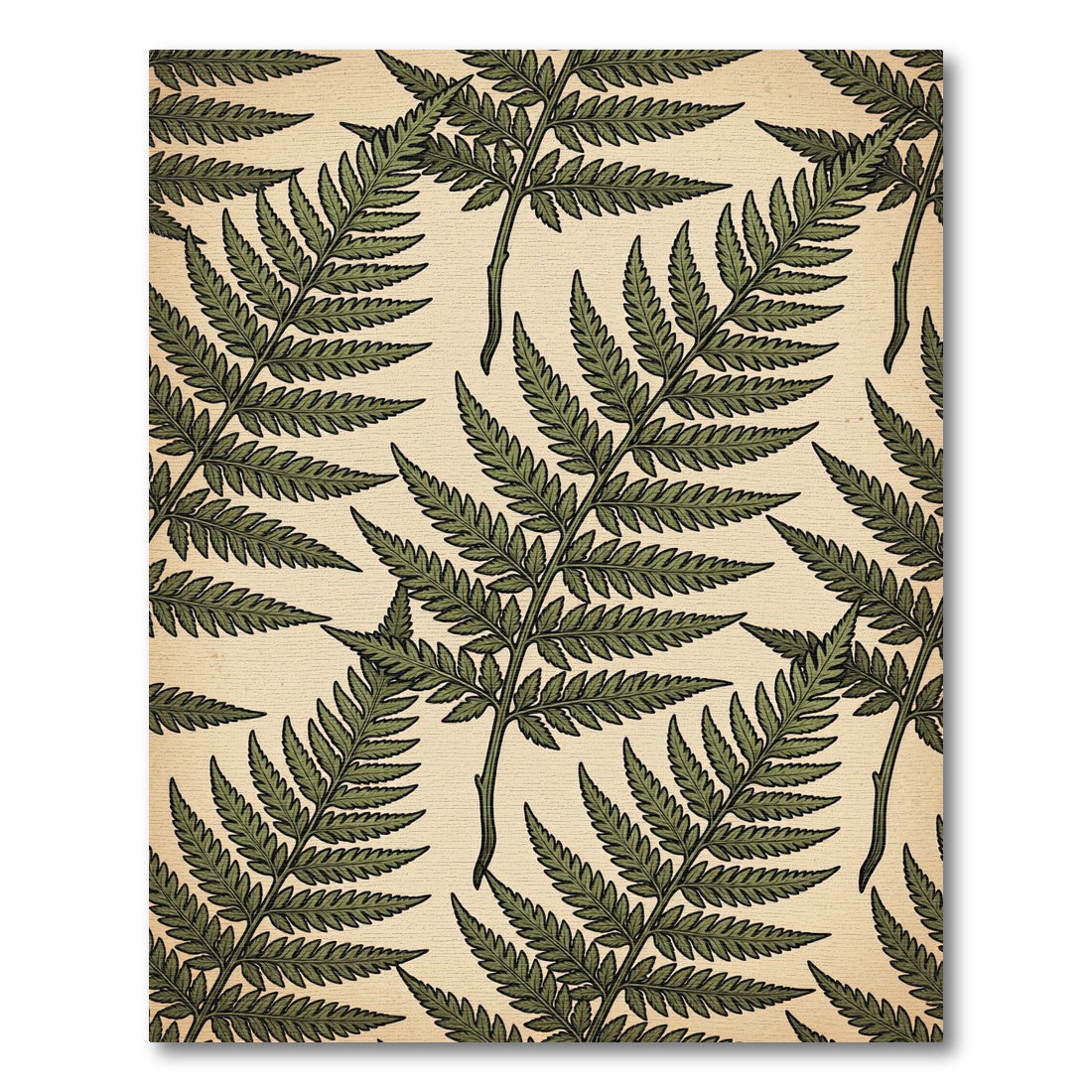 Vintage Forest Fern Botanical Illustration Rug