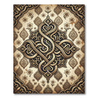 Ornate Golden Arabesque Scroll Medallion Rug