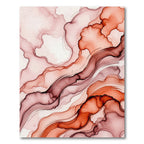Crimson Coral Abstract Fluid Waves Rug