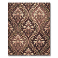 Damask Chocolate and Rose Gold Scroll Rug