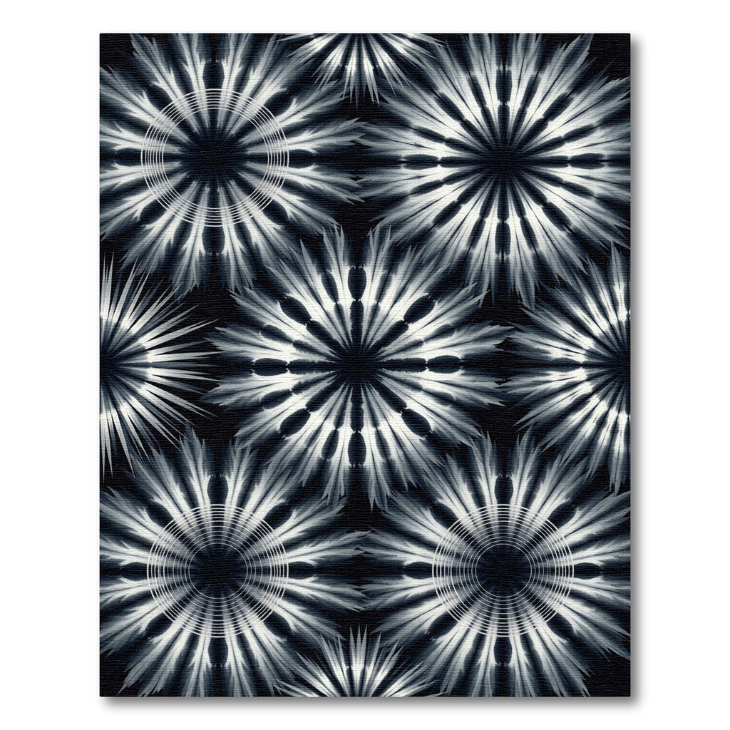 Monochrome Celestial Bloom Radial Art Rug