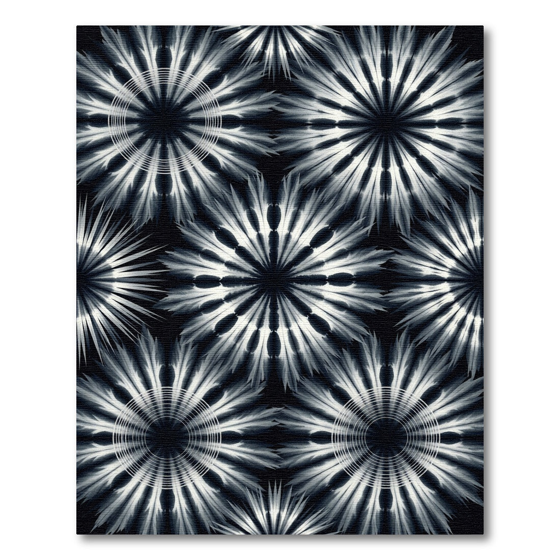Monochrome Celestial Bloom Radial Art Rug