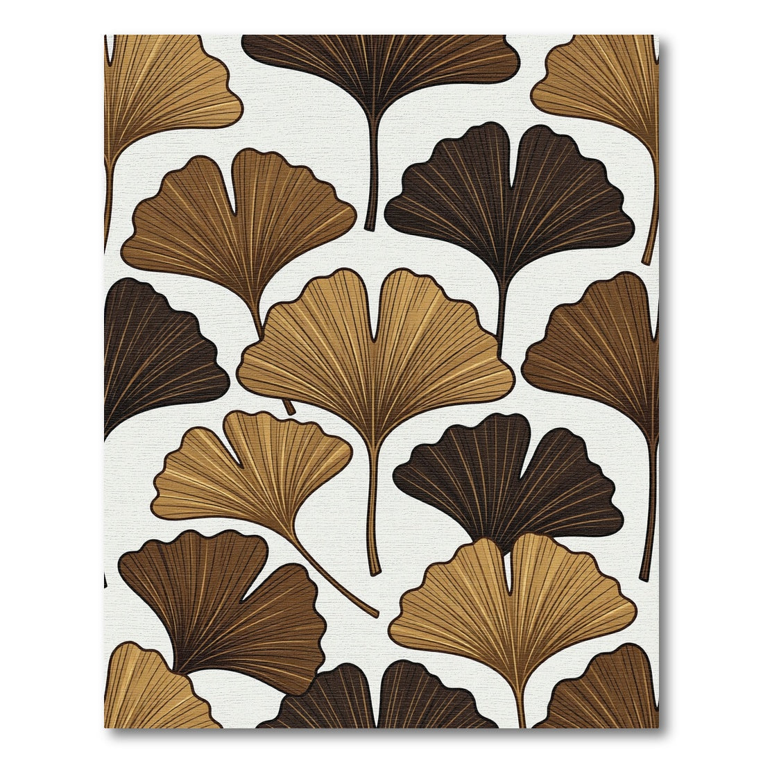 Earthy Brown Ginkgo Leaves Repeat Rug