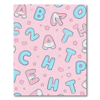 Pink blue pastel alphabet hearts pattern Rug