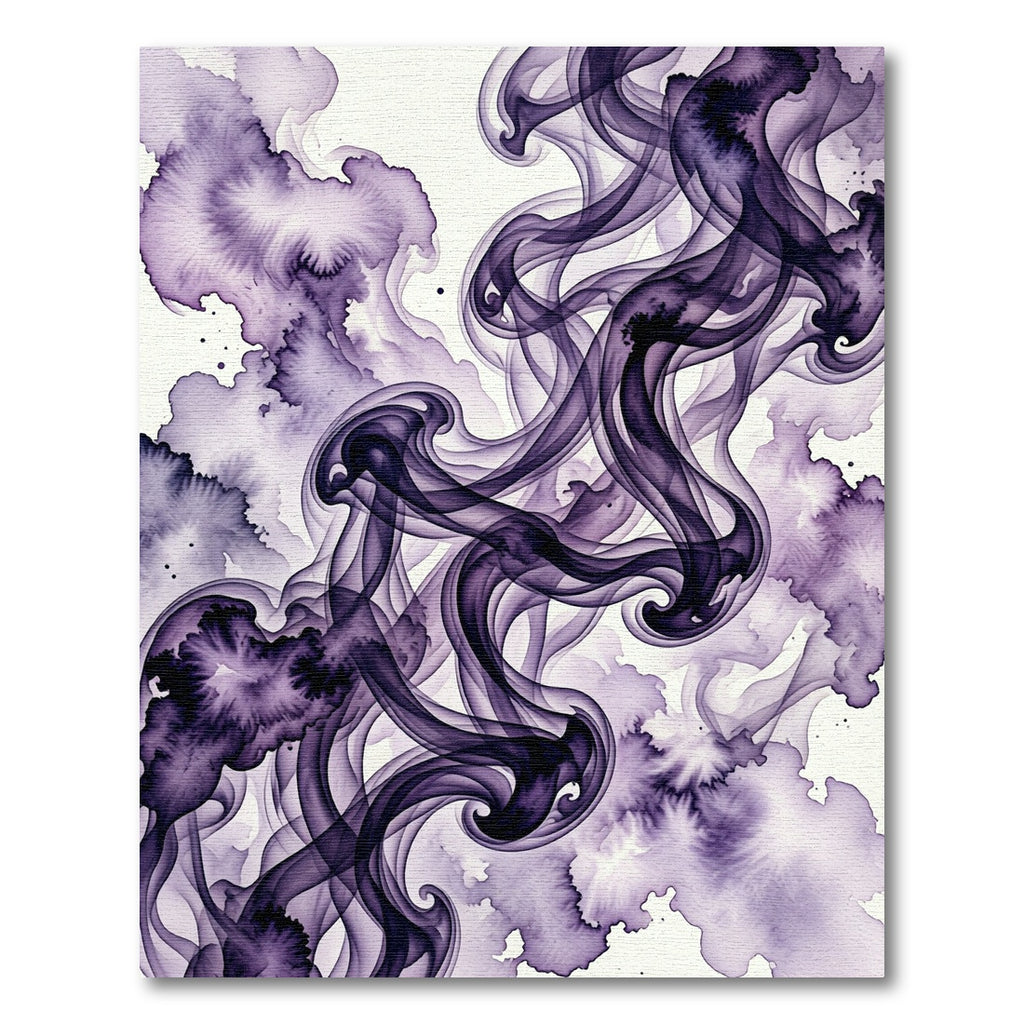 Abstract Violet Smoke Wave Swirl Rug