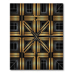 Art Deco Gold Black Geometric Squares Rug