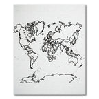 Minimalist Black Contour World Map Rug