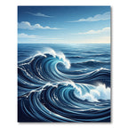 Deep Blue Curving Ocean Wave Rug