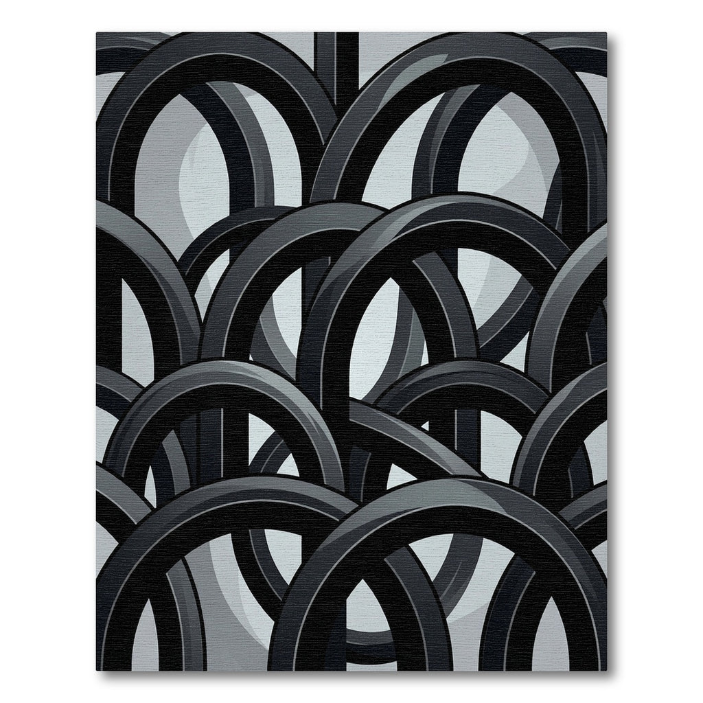 Black Interlocking Ring Abstract Rug