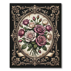 Baroque Oval Bouquet of Romantic Roses Rug