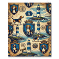 Nautical Beagle Lighthouse Navy Crest Rug