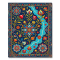 Midnight Floral Pomegranate Botanical Medallion Rug