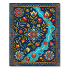 Midnight Floral Pomegranate Botanical Medallion Rug