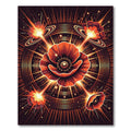Vibrant Red Poppy Explosive Sunburst Rug
