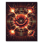 Vibrant Red Poppy Explosive Sunburst Rug